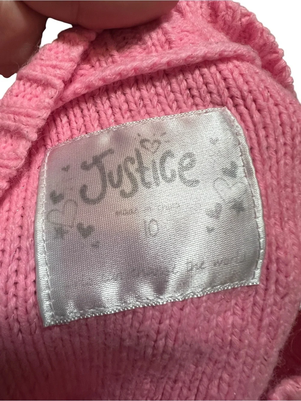 Justice Crewneck Sweater Light Pink Cableknit Sequins 10